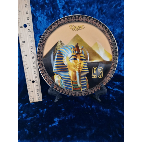 Fathi Mahmoud Limoges Egypt Porcelain Cup & Saucer King Tut & Pyramids Design - Picture 7 of 7